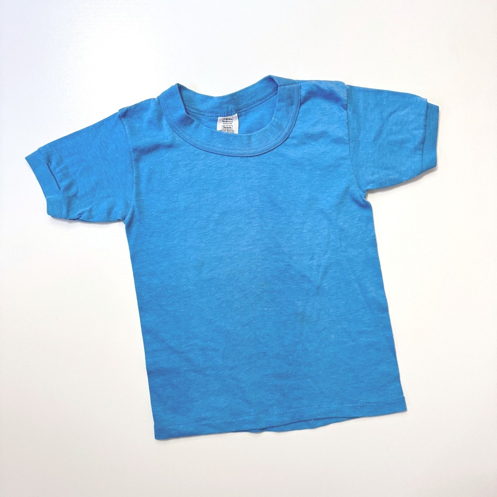 Vintage 80's Sears Single Stitch Blue Ringer T-Shirt Size‎ 6 6X